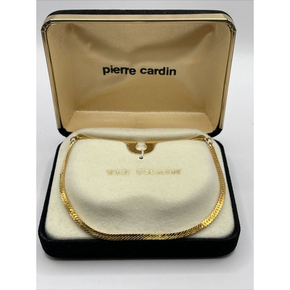 PIERRE CARDIN VINTAGE 1960'S/70'S GOLDTONE TIE CHAIN IN ORIGINAL FITTED‎ BOX AL2